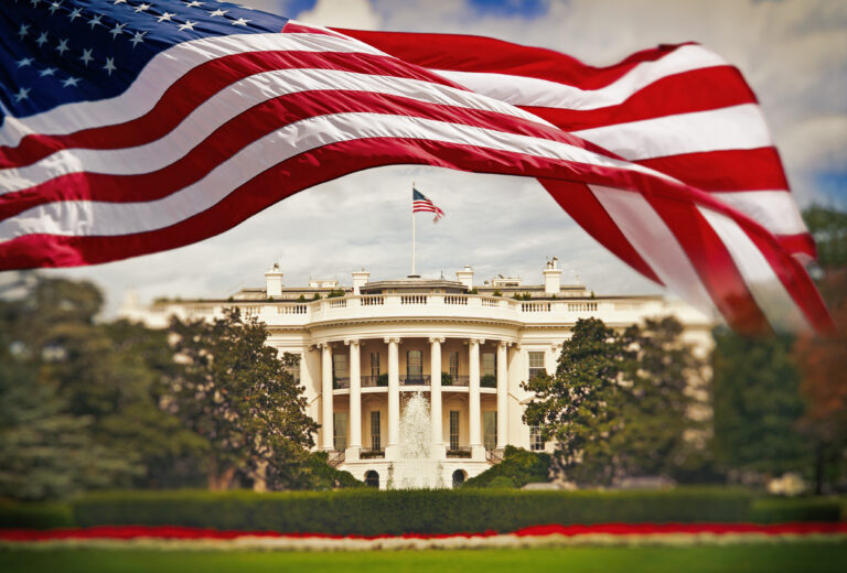 The American Flag and The White House