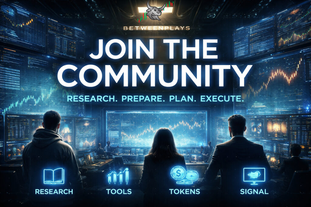 Join the Betweenplays community with access to research, tools, tokens, signal delivery, and a free lifetime profile
